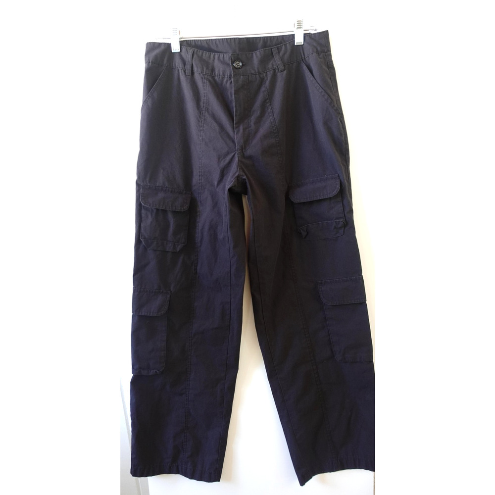 Orange Kiss Essentials Cargo Pants Womens Medium‎ Black Utility Pockets Wide Leg